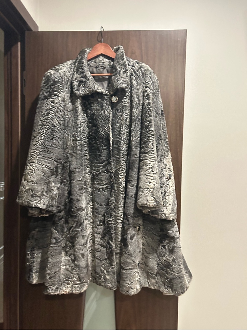 Women's Gray Faux Fur Swing Coat - Luxe Winter Jacket